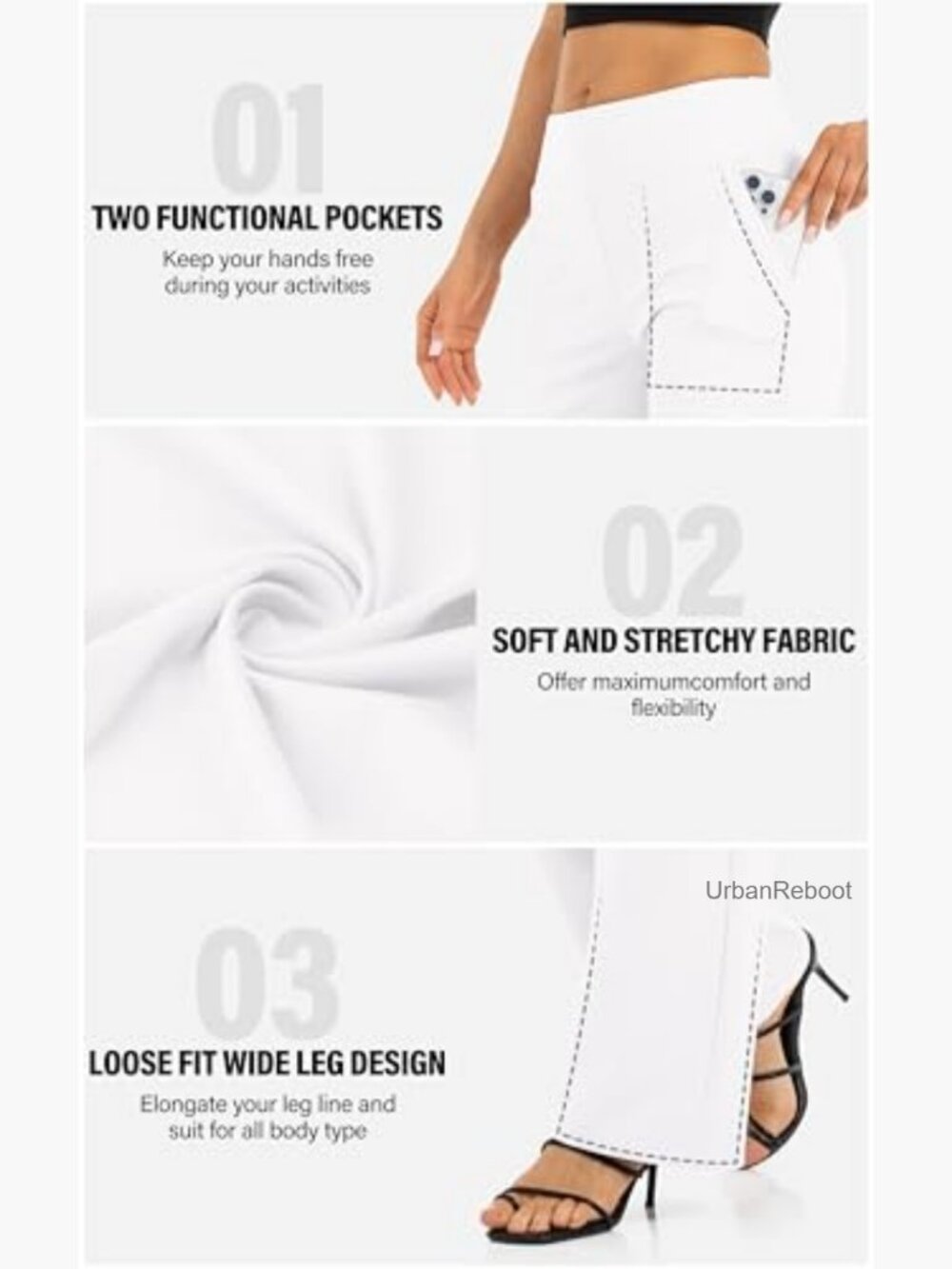 High Waisted Wide Leg Yoga Pants with Pockets Palazzo Lounge Sweatpants - Picture 6 of 7